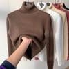 Autumn Casual Long Sleeve Plush Turtleneck Women's Sweater Winter Thick Warm Velvet Base Pullover Women Sweaters Vintage Fashion Slim Knitwears 25210