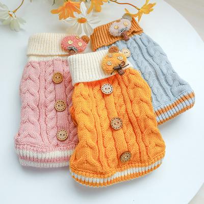 Cat Clothes Sweet Button Sweater Autumn and Winter Pet Clothing Puppy Dog Pet Clothes