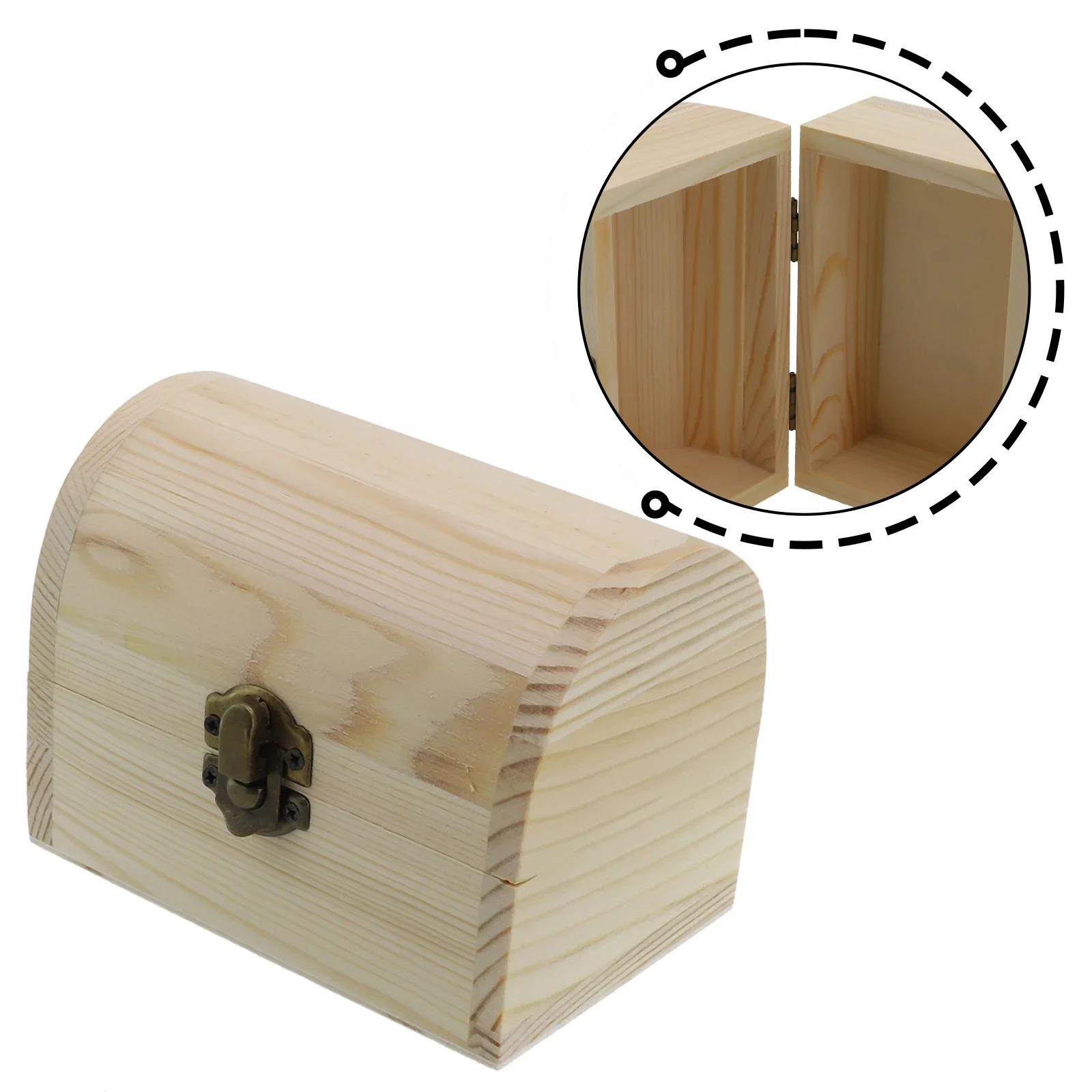 Decorate Wooden Box Trinket Craft Keepsake Pine Plain Small/Large Storage Wedding Wooden Arched Hinged Practical S