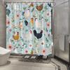 1pc Pastel Farm Life Shower Curtain - Soft Repeating Animal & Flower Pattern, Whimsical Watercolor Style, Blue Background,