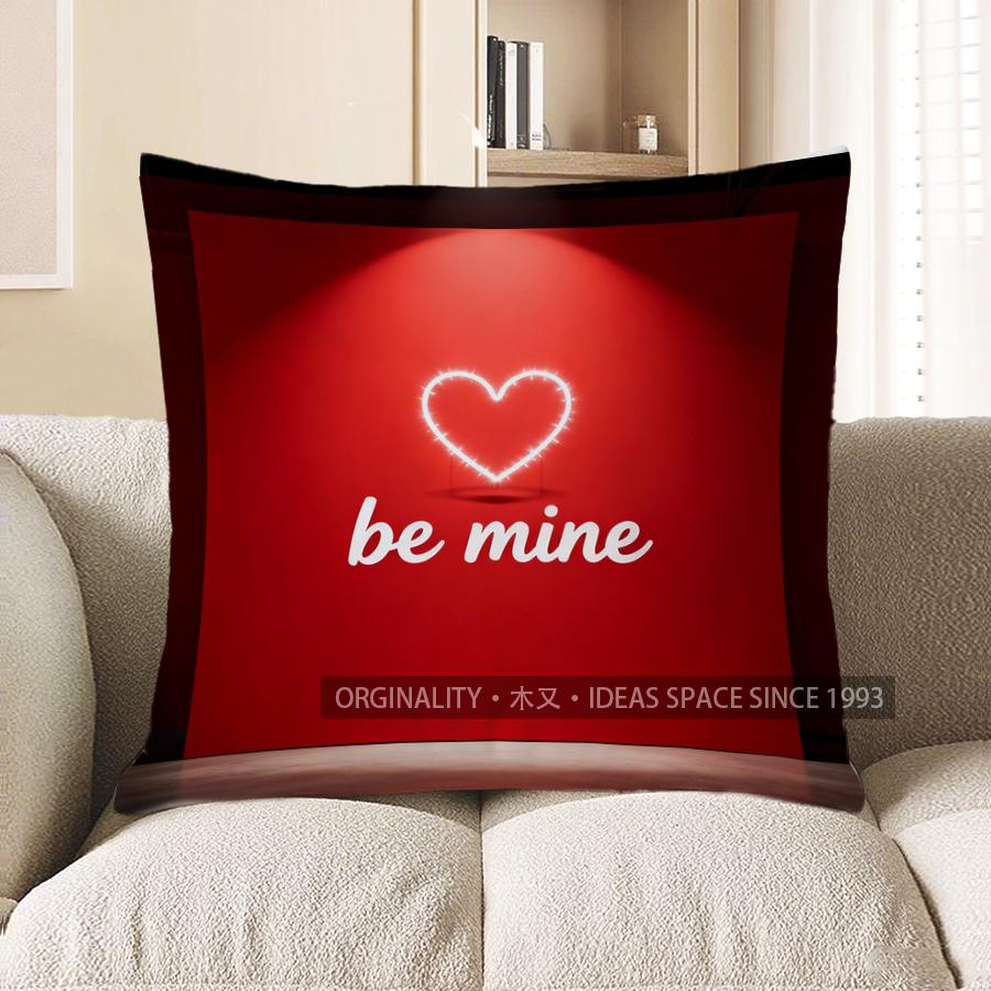 2D Heart & Be Mine Digital Print Pillow Cover Pattern Cushion Cover Suitable For Sofa Bedroom Car Pillow Cover