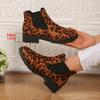 New European and American Round Head Leopard Print Winter Thick Heel Low Tube Waterproof Table Elastic Sleeve Martin Boots
