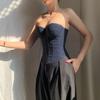 European and American summer temperament strapless waist cinching sexy lace up vest