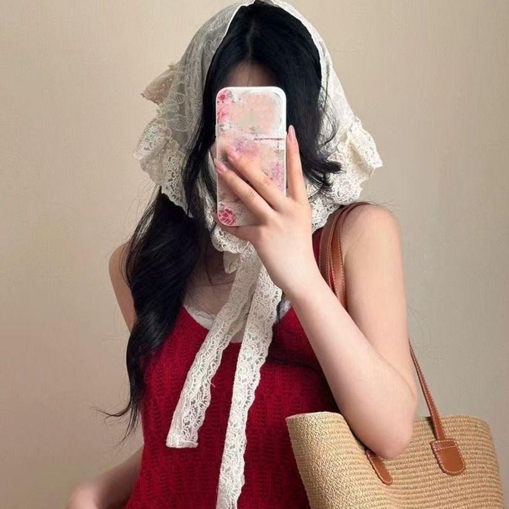 Ethnic Style Lace Triangle Scarf Embroidered Skirt Curtain All-match Lace Headband Travel