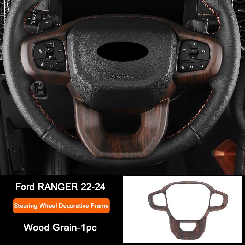 Holzmaserung Innenraum-Überzugsabdeckungen für Ford Ranger Wildtrak T9 2023 2024 Armaturenbrett-Verkleidung Lüftungsdüse Mittelkonsole Schalthebel-Panel-Abdeckung