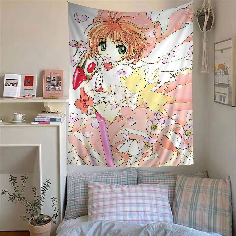 Anime Cardcaptor Sakura Anime Tapestry Hippie Flower Wall Carpets Dorm Decor Wall Hanging Home Decor