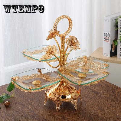 3 Layer Glass Fruit Tray Decorative Kitchen Cake Snacks Serving Tray Holder Table Dessert Plate Platter Stand Display Trays