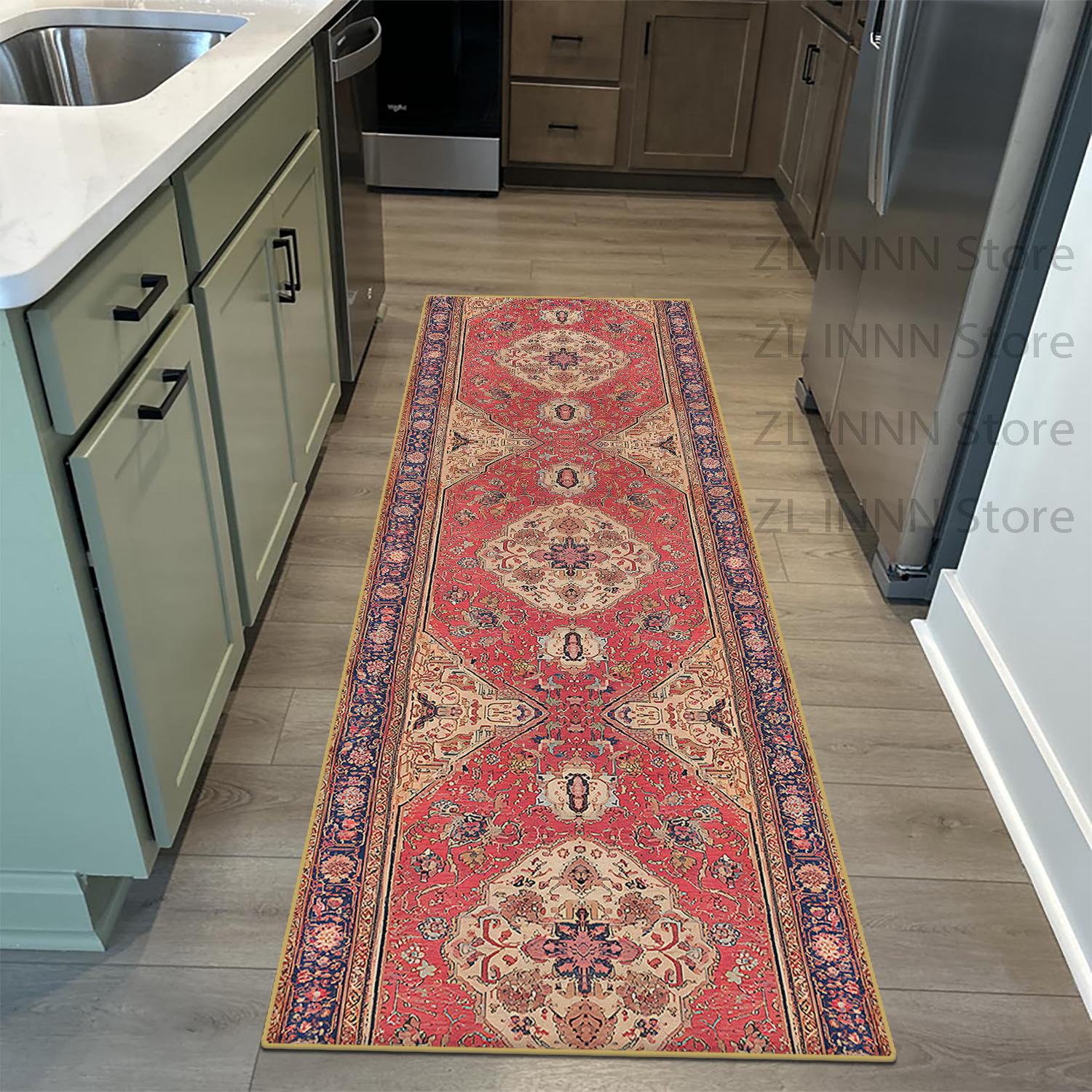 

Persian Ethnic Style Kitchen Long Rug Retro Geometric Decoration Home Living Room Runner Carpet Stair Corridor Non-slip Foot Mat 50x120cm