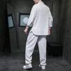 Summer Suit Ice Silk Men's Thin T-shirt Men's Short-sleeved Loose Large Size Tang Suit Two-piece Suit