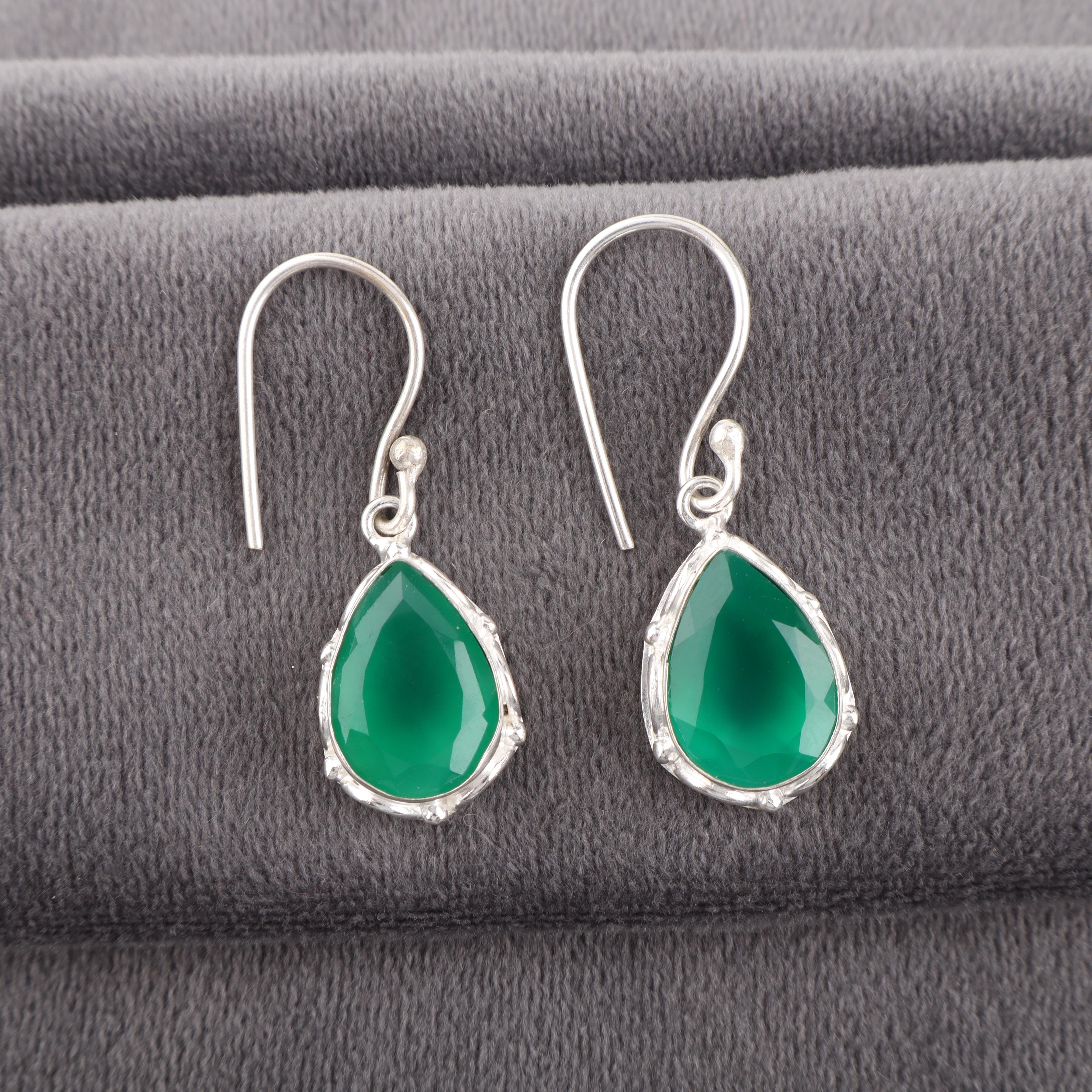 

Серьги из зеленого оникса, Ювелирные изделия из стерлингового серебра 925 пробы, Серьги ручной работы, Ювелирные изделия с драгоценными камнями, Подарок для женщин 1 зелёный