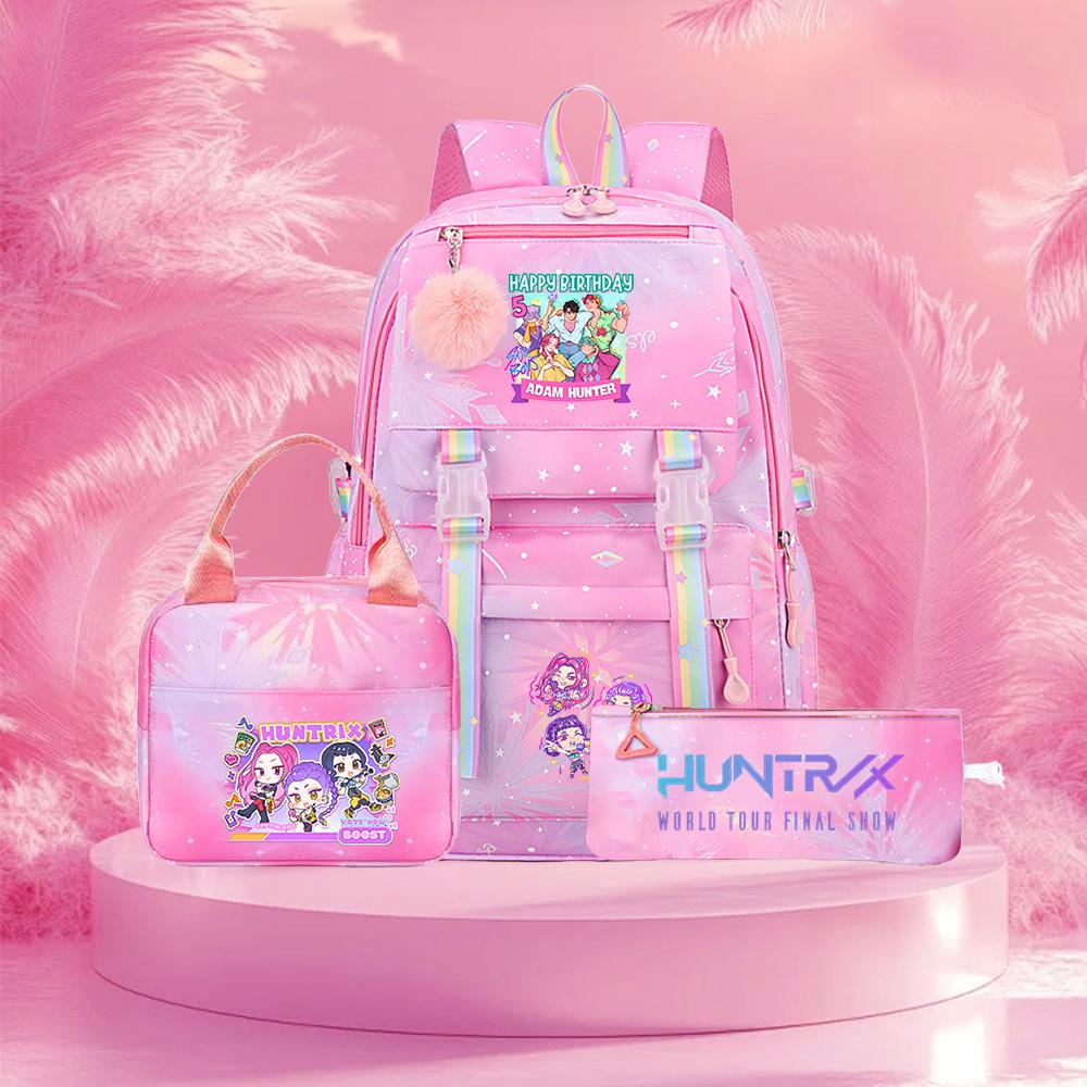 K-Pop Witch Hunters Cartoon Printed Student Pencil Bag Lunch Bag Three-Piece Backpack