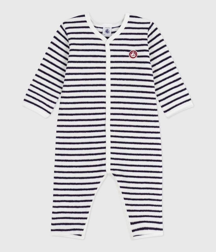 Petit Bateau Footless Romper 12 74cm A0DZ4, Off-White/Blue, Months,