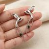 2Pcs High Polished Cold Tone Swallow Zircon Dangle Earrings Lightweight Fashion Women Jewelry for Office Wear