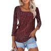 Maglietta da donna alla moda, casual, con scollo quadrato, manica a 3/4, ampia e stampata, top da donna