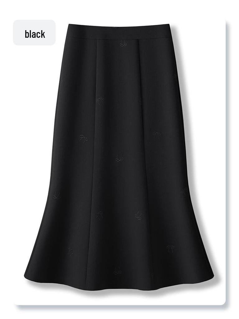 2025 Spring Women's High Waist Purple Fishtail A-Line Midi Skirt