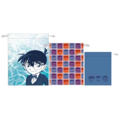 Marimo Craft Conan Leaf & Water Series 3P Drawstring Bag Conan & Kogoro & Yamato [Large] Approx. W180 X H230mm [Medium] Approx. W150 X H190mm [Small]