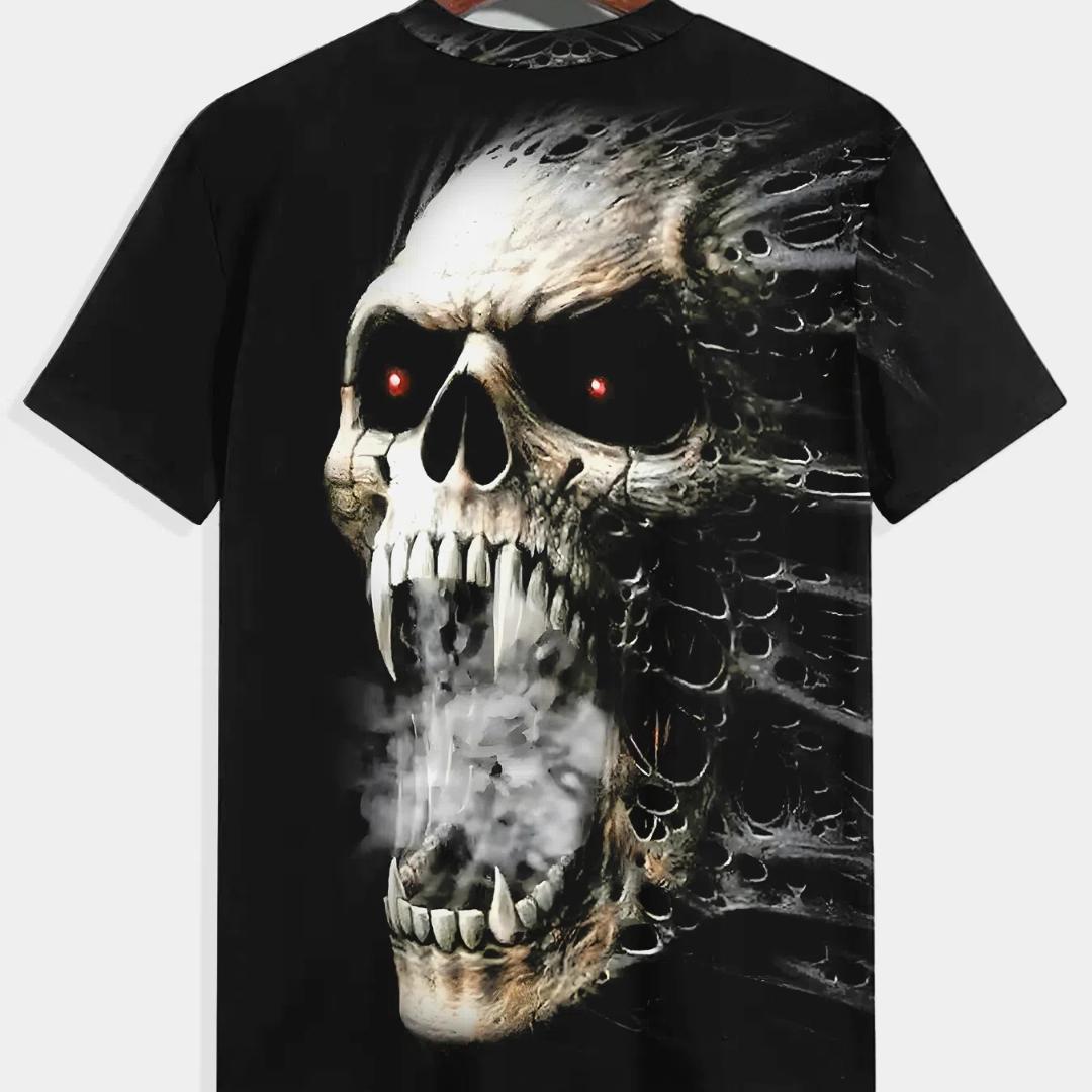 

Вінтажна чоловіча футболка з 3D-принтом і черепом жахів, літня класична повсякденна футболка з круглим вирізом і короткими рукавами, модна вільна чоловіча футболка великого розміру XL
