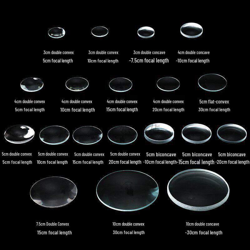 Physical Optics Set: Triangular Prism, Convex/Concave Lenses & Mirrors, Magnifying & Reducing Glasses