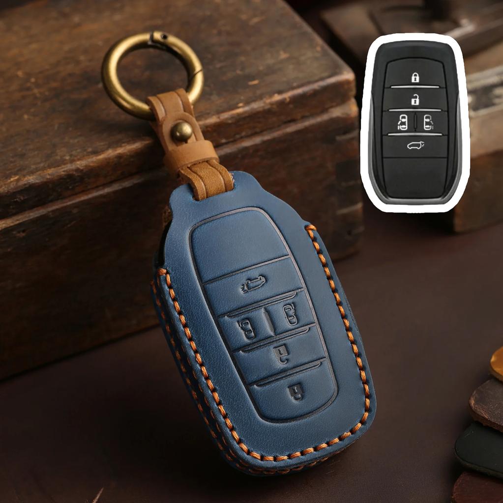 For TOYOTA Sienna RAV4 VENZA Mirai Hybrid Vehicles Alphard PREVIA Voxy Keyless Go Remote Leather Car Key Cover Case Keychain Set