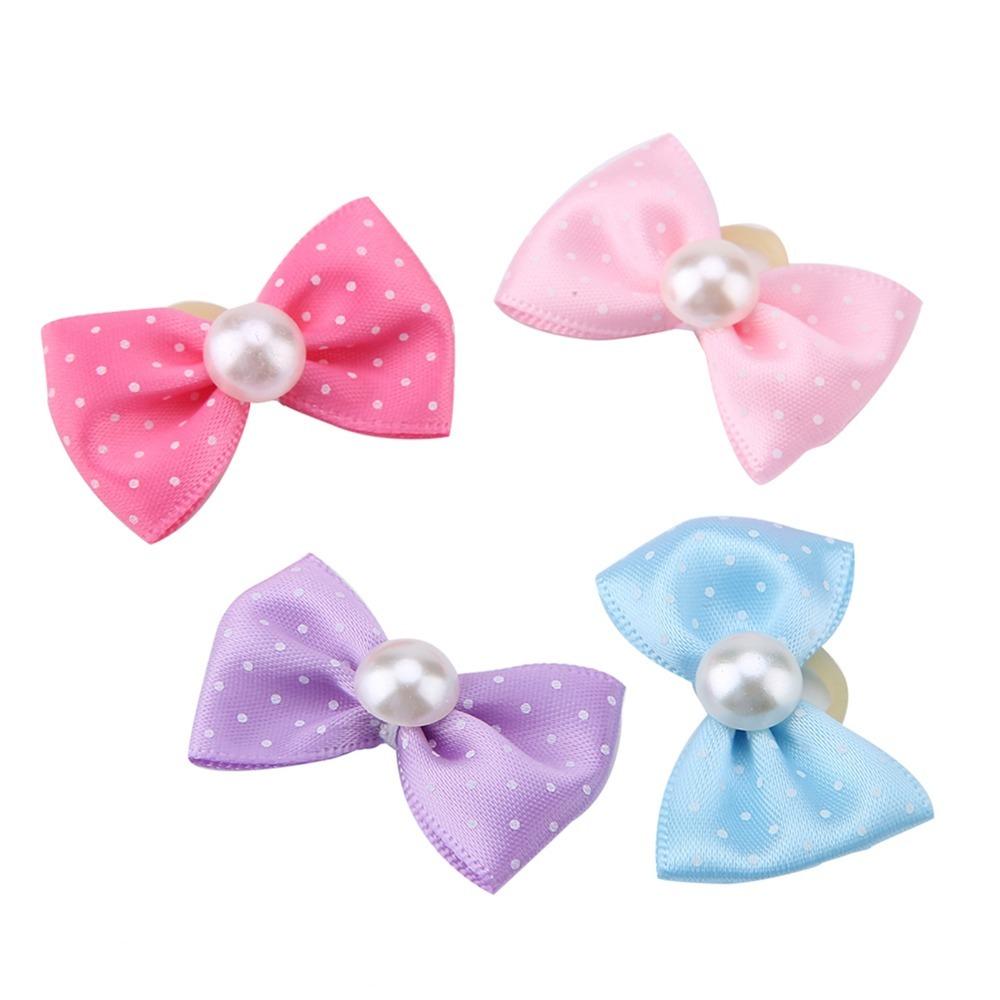 20pcs Elastic Band Pet Pearl Hair Ties Polka Dot Pattern Dog Bow Hair Bands  Daily Decoration