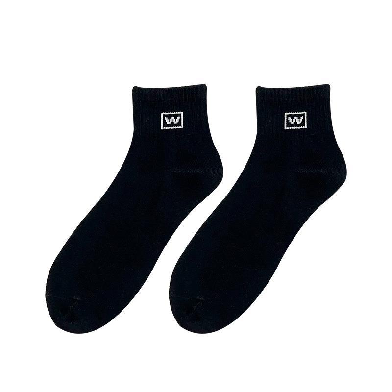 Men's Spring and Summer Leisure Simple Solid Color Letter Sports Flat Tube Socks