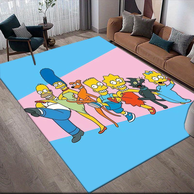 The Simpsons Flannel Pattern Square Carpet,Area Rug,Carpet Rug for Living Room Bedroom Sofa Playroom Decor,Non-slip Floor Mat