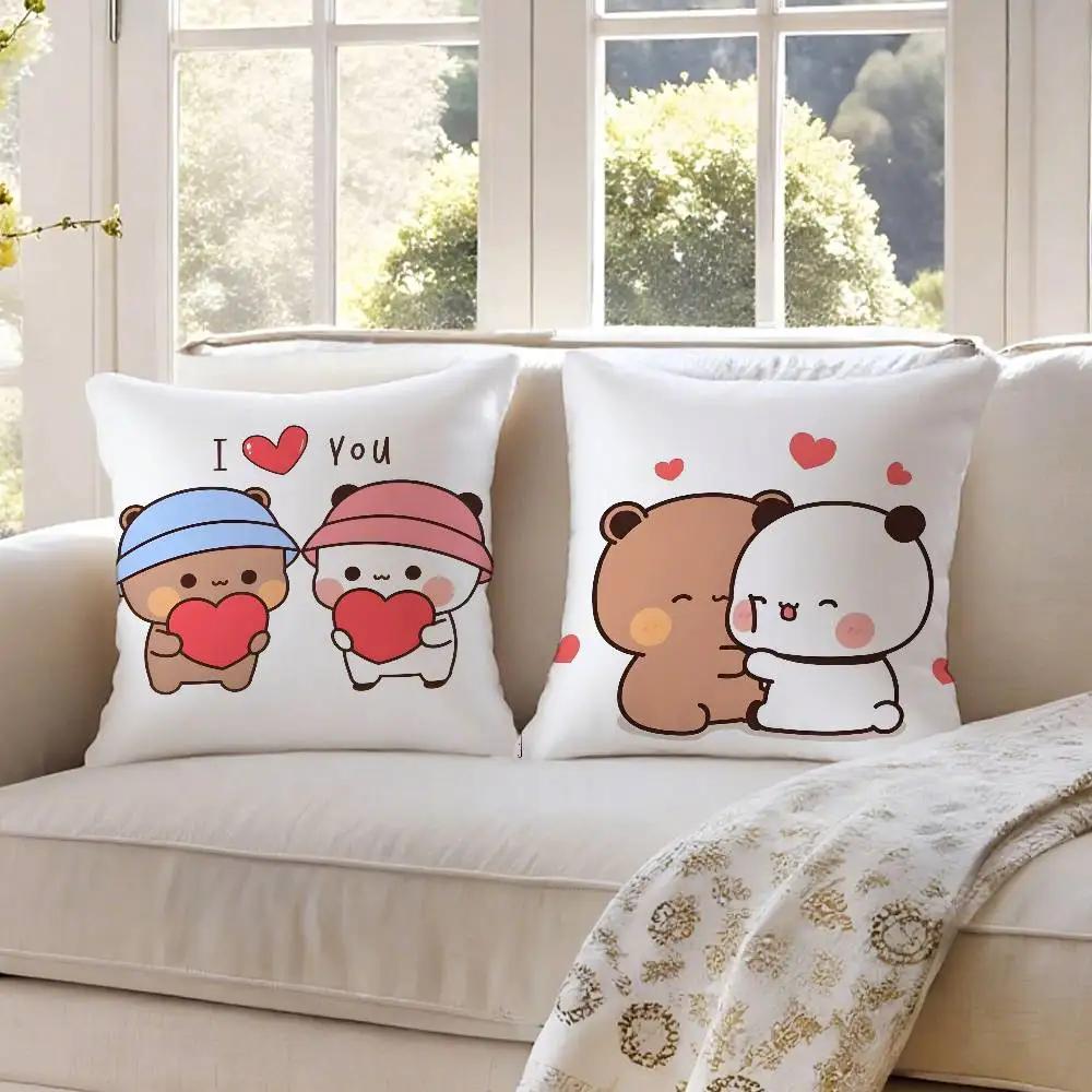 Cartoon Bubu & Dudu Lovely Pillow Case Anti-dustmite Pillowcase Invisible Zipper Silky Short Plush Sofa Cushion Cover