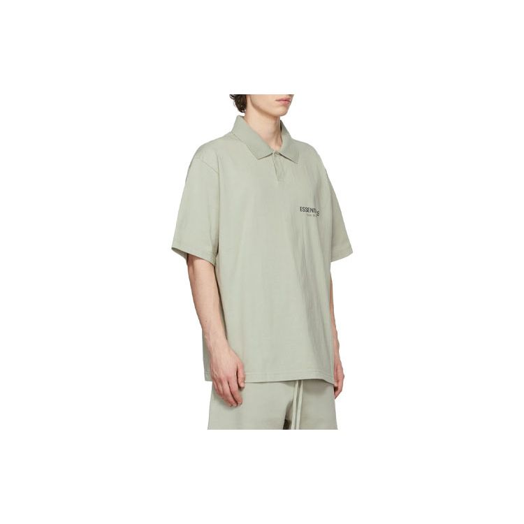 Fear Of God Essentials FW21 Ssense Exclusive Jersey Polo With Concrete Logo Unisex Tops Green FOG-FW21-113