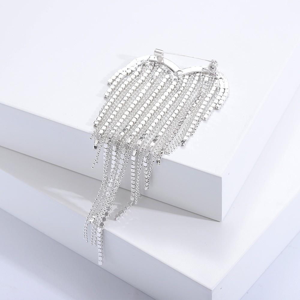 Shiny Tassel Love Brooches Rhinestone Casual Lapel Pins Rhinestone Heart Pin  Unisex