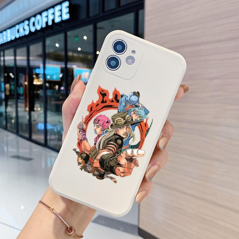 Cortoon JOJO'S BIZARRE pouzdro na telefon pro iPhone 14 11 12 13 Pro Max X XR XSMax 6 6S 7 8 Plus SE 2022 Měkký čtvercový barevný kryt telefonu