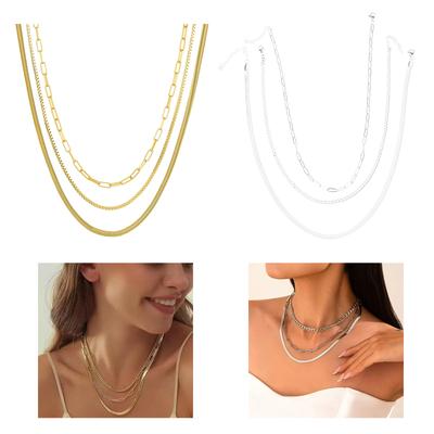 Stylish Layer Necklace Modern Women Necklace Elegant Statement Jewellery Stainless Steel Texture for Fashion Lover