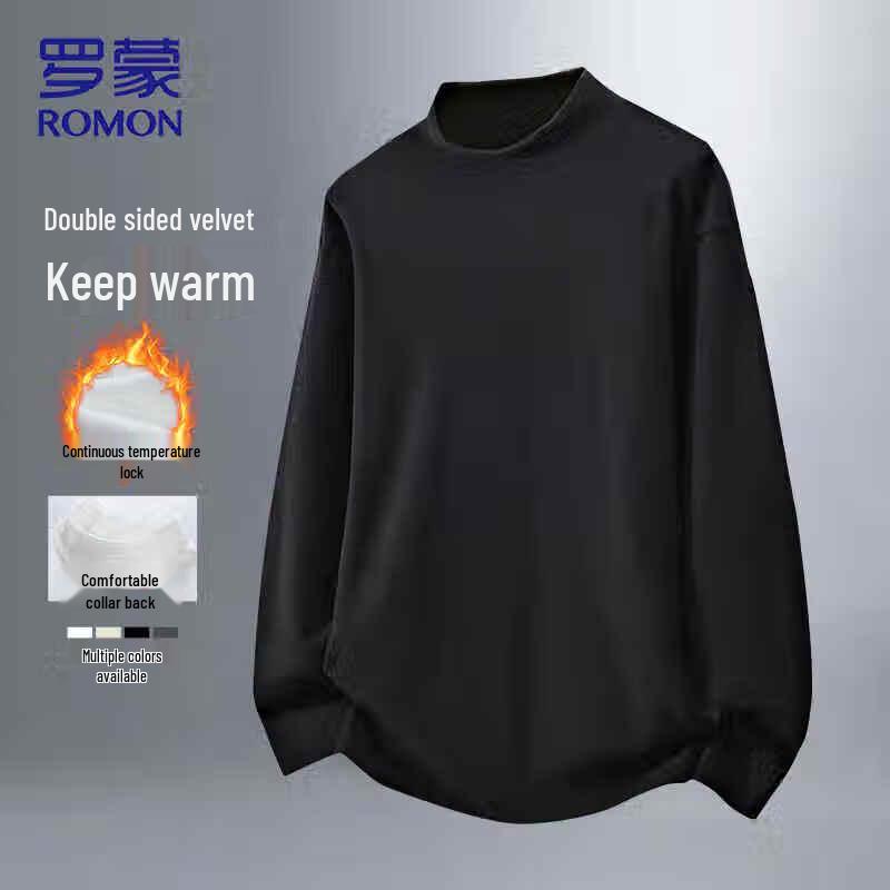

ROMON Men s Double-Sided German Velvet Half-High Collar Thermal Sweatshirt M
