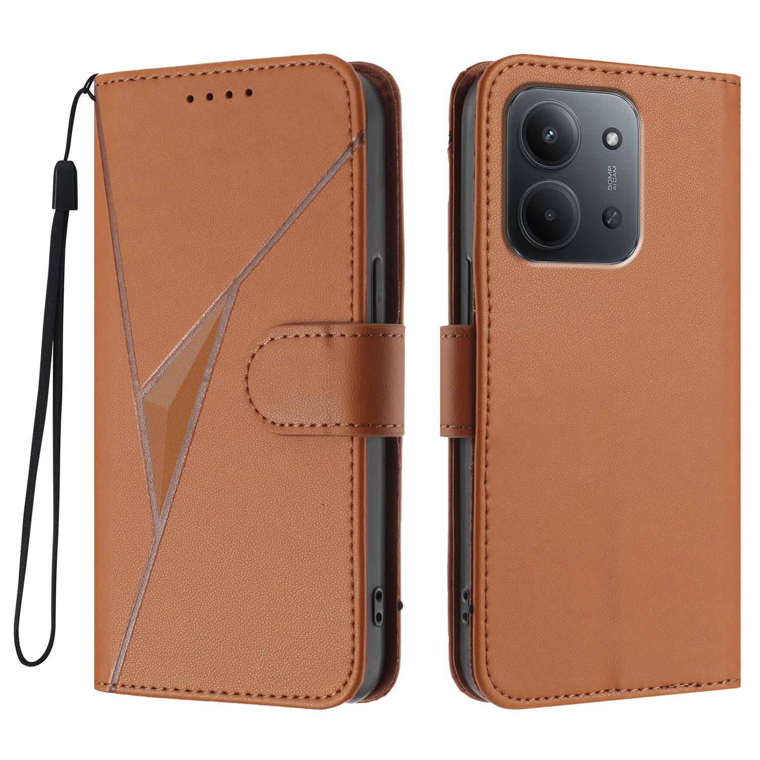 

Для Xiaomi Redmi 15C 5G (Європа) (173 мм)/Xiaomi Redmi 15C 4G (Європа) (173 мм) Чохол Трикутний Відбиток Шкіряний Чохол для Телефона з Ремінцем