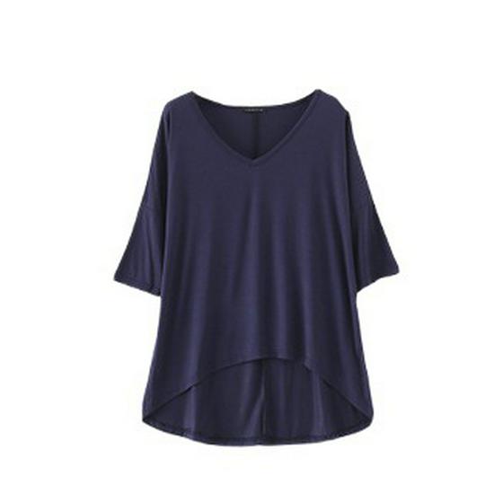 Korean Summer V-Neck Batwing Sleeve Loose Modal T-Shirt