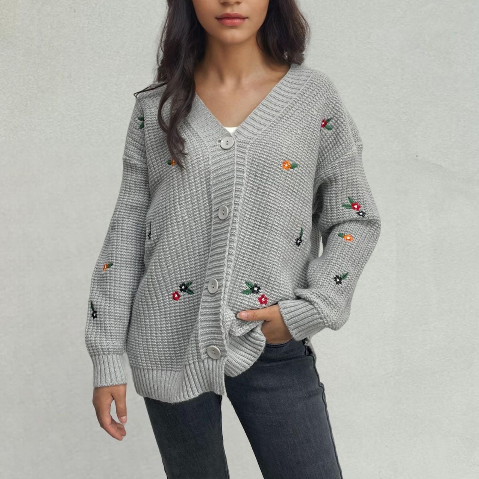 

Женский модный вязаный свитер осень/зима кардиган повседневный свободный однобортный свитер пальто M