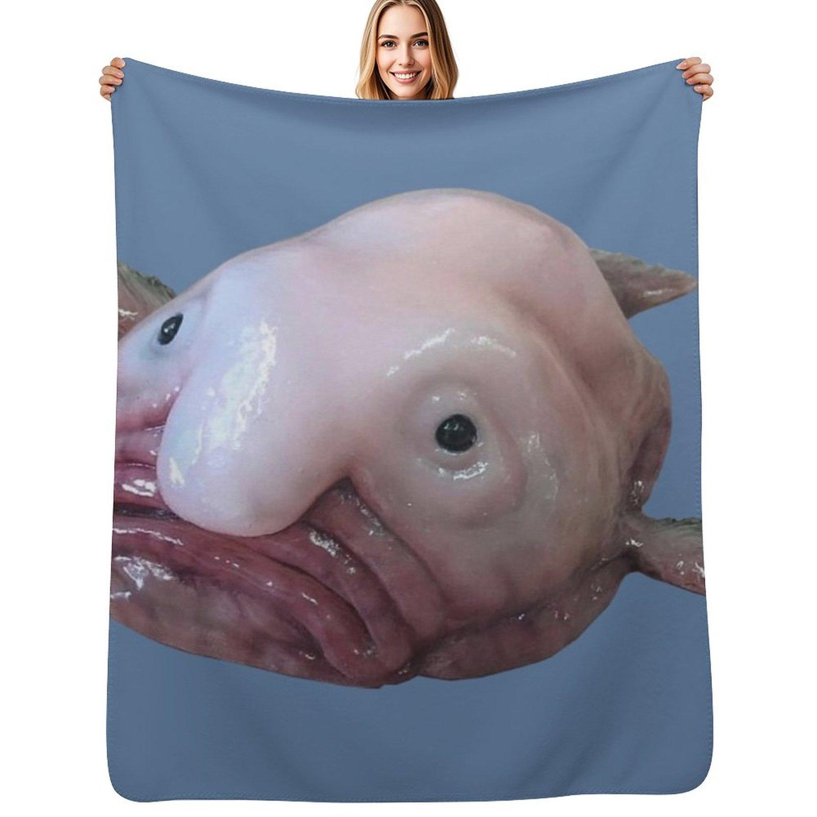 Blob Fish Throw Blanket Multi Use Warm Blanket for Living Room Bedroom Size: 75*100cm, Weight: 230 GSM