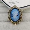 Crystal Rhinestones Cameo Vintage Brooches for Women Queen's Cameo Beauty Head Brooch Pin Clothing Accessories Girls Gifts