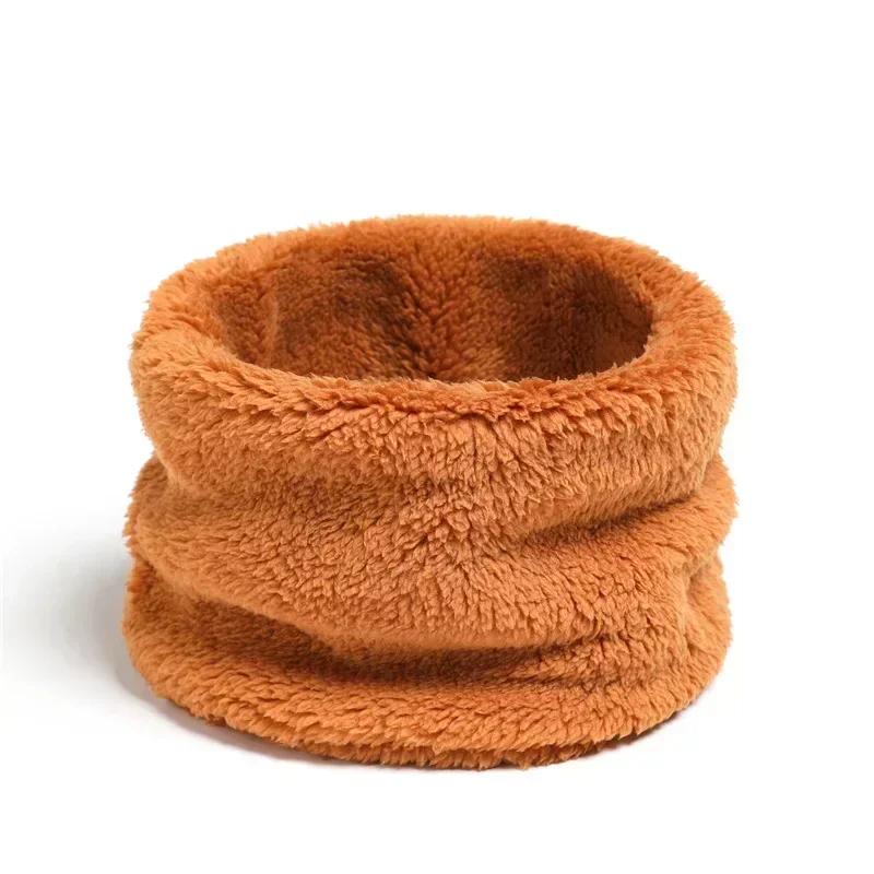 Solid Cashmere Plush Warm Winter Ring Scarf Women Men Knitted Full Face Mask Snood Neck Scarves Thick Muffler 2025 New