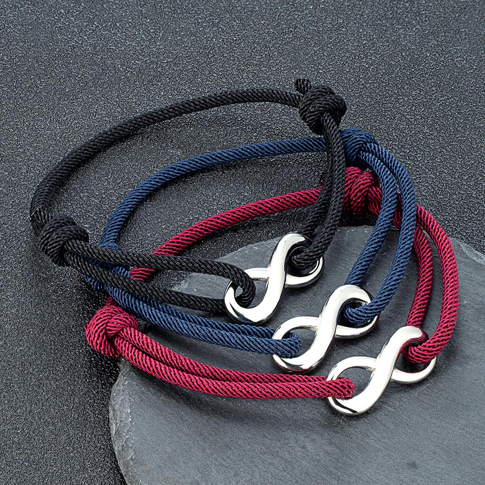 Minimalist Infinity Bracelet Stainless Steel Adjustable Rope Jewelry for Men Women Couple Friendship Gifts