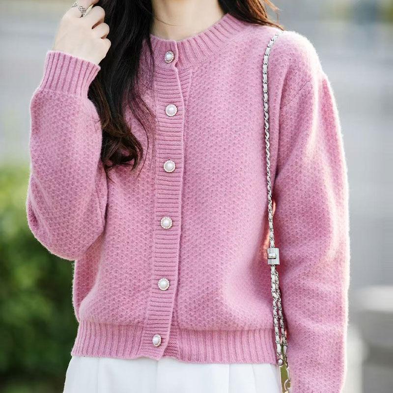 Wool Honeycomb Knit Sweater for Women: Lazy Style, Round Neck, Loose Fit - New 2025 Autumn/Winter Collection