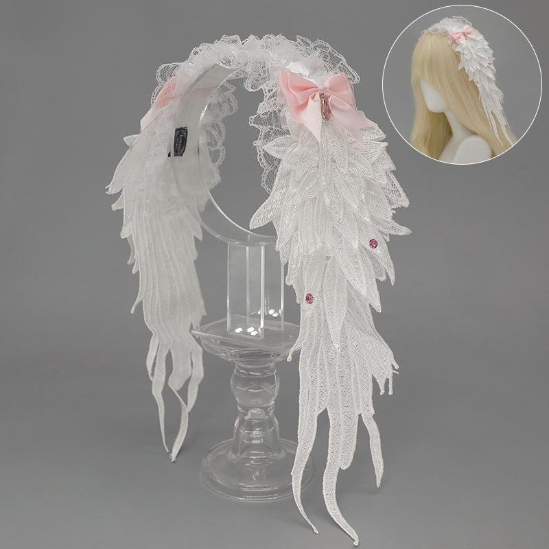 Темные готические крылья ангела ободок субкультура оригинальный стиль крылья аксессуары для волос панк стиль олита крылья головной убор One Size