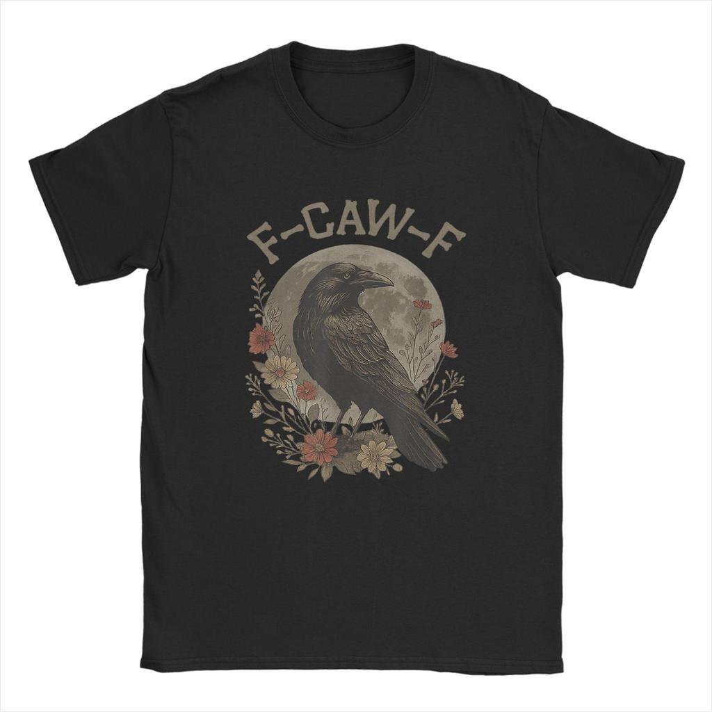 F-Caw-F Czarna Wrona Zabawny Ptak Kraczący Grunge T-Shirt Popularne Koszulki Krótki Rękaw Zabawne Topy Okrągły Dekolt Oversize