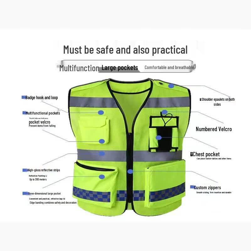 Fluorescerend Groen Verstelbaar Reflecterend Veiligheidsvest