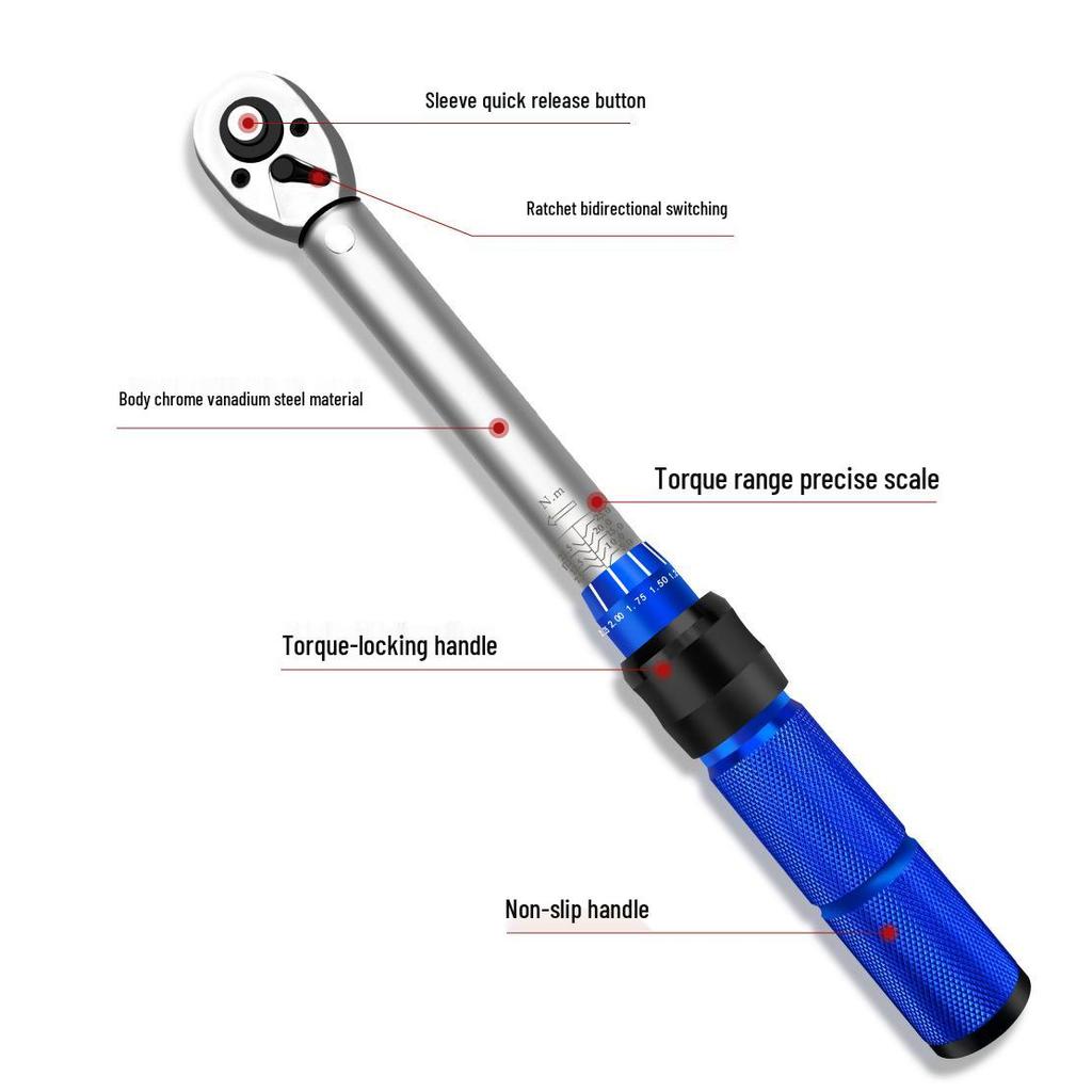 1/4" Adjustable Torque Wrench 5-25NM Preset Quick Release Set