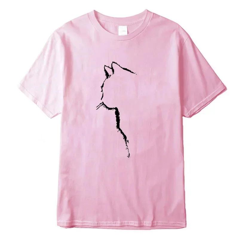 Men's T-shirt Top Quality 100% Cotton Short Sleeve Cool Cat Print Casual Loose Men T Shirt O-neck T-shirt Men Tee Shirts