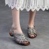 GKTINOO 2025 Spring/Summer New Genuine Leather Women's Shoes Hand Woven Hollow-out Breathable Low Heeled Sandals