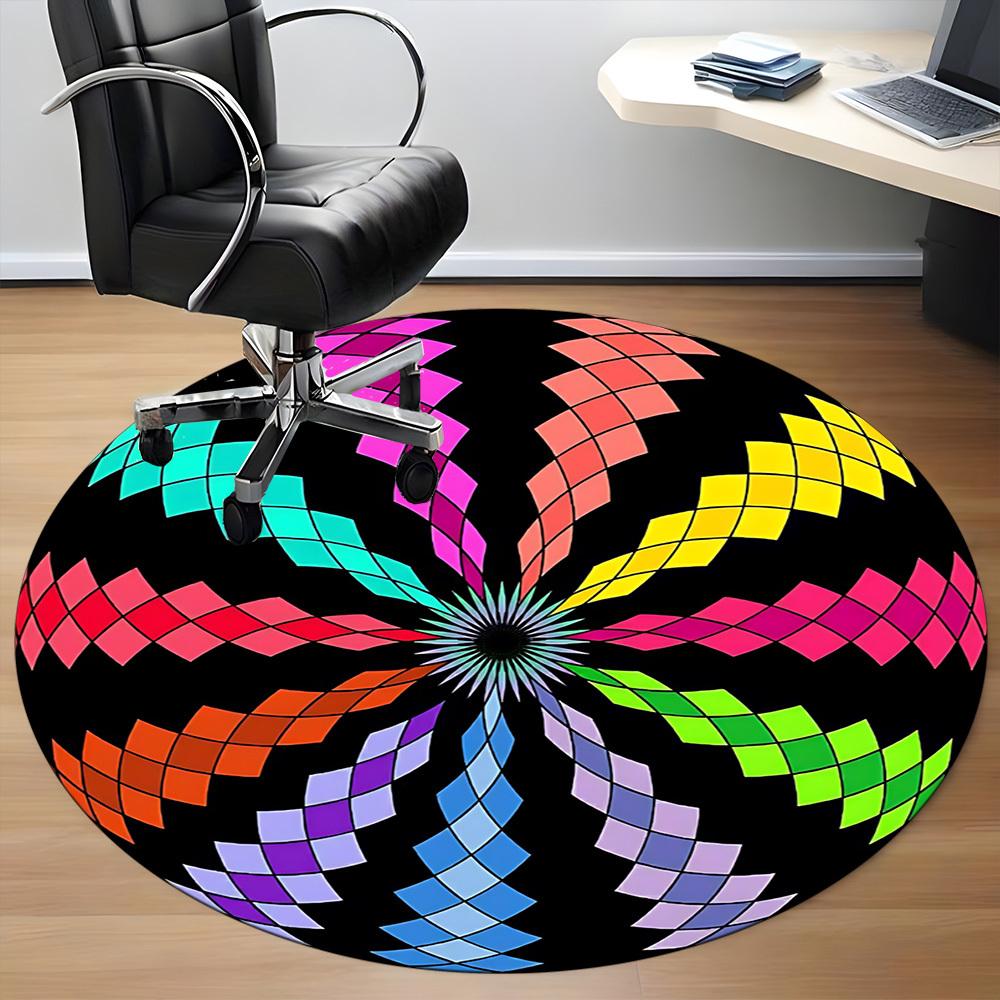 1 Stück bunter runder Teppich für das Büro, rutschfest, weich und langlebig, für die Innendekoration, perfekt fürs Büro