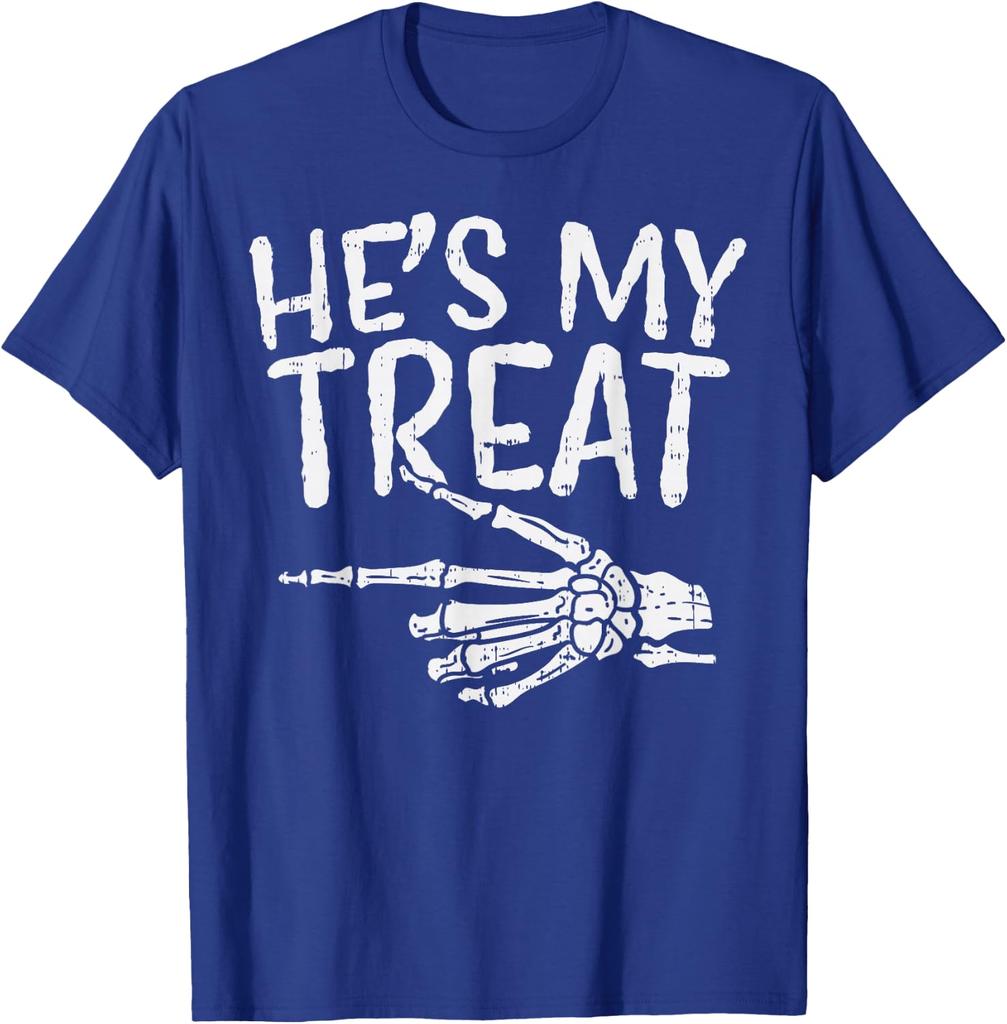 Hes My TreatShes My Trick Skeleton Matching Couple Halloween TShirt Fun Unisex Unisex Spooky Season Halloween Tshirts