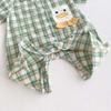 Summer Boys Plaid Short Sleeve Romper - Stylish Korean Style Crawling Suit for Infants