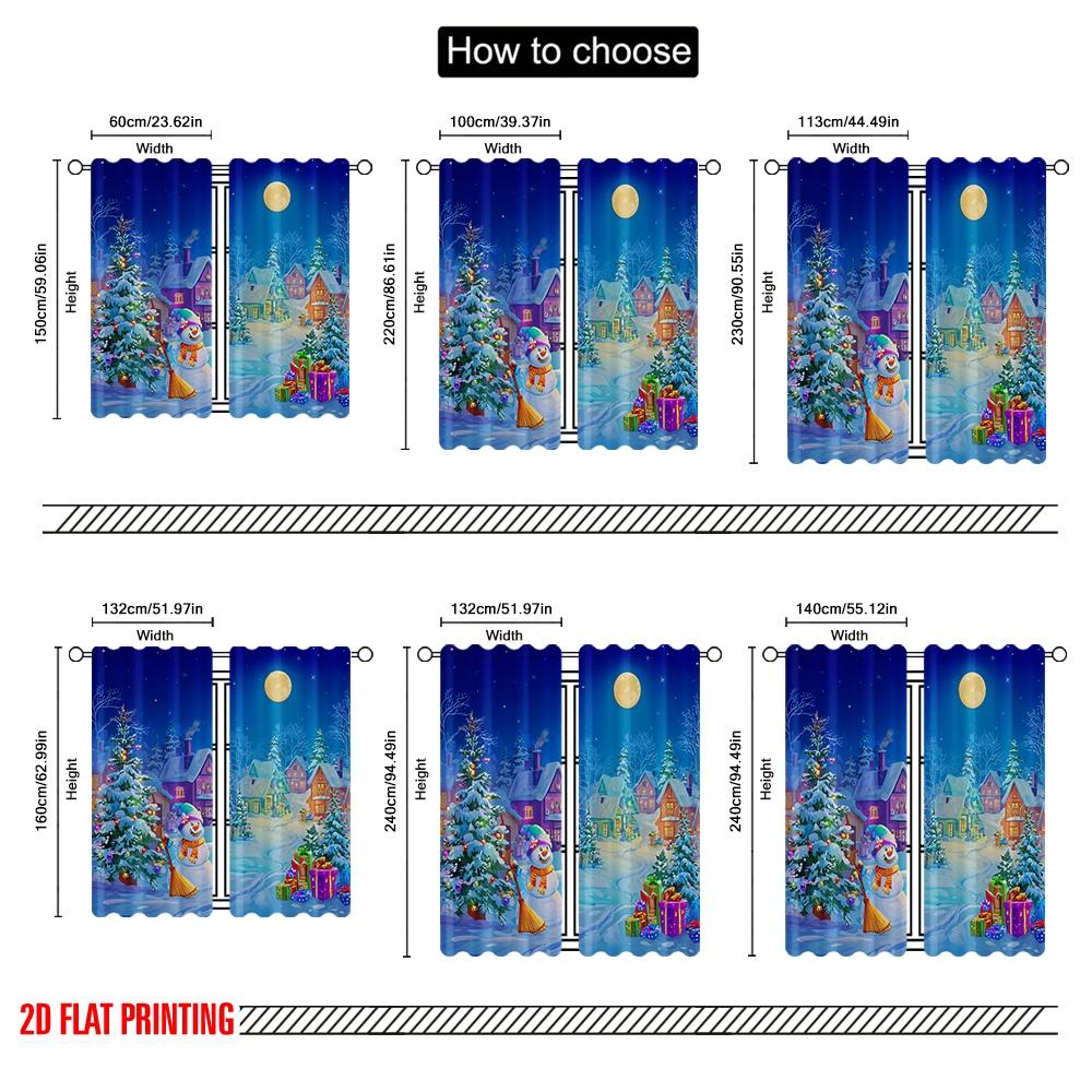 2 Stück, 2D-Flachdruck Beliebte Vorhangpaneele Winter Schneemann Weihnachtsbaum Weihnachtsmann Polyester Einfache Installation (ohne Stange) Wohnkultur